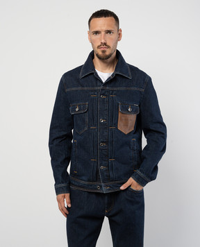 Dolce&Gabbana Blue denim jacket with embossed logo G9BBZDG8LM4
