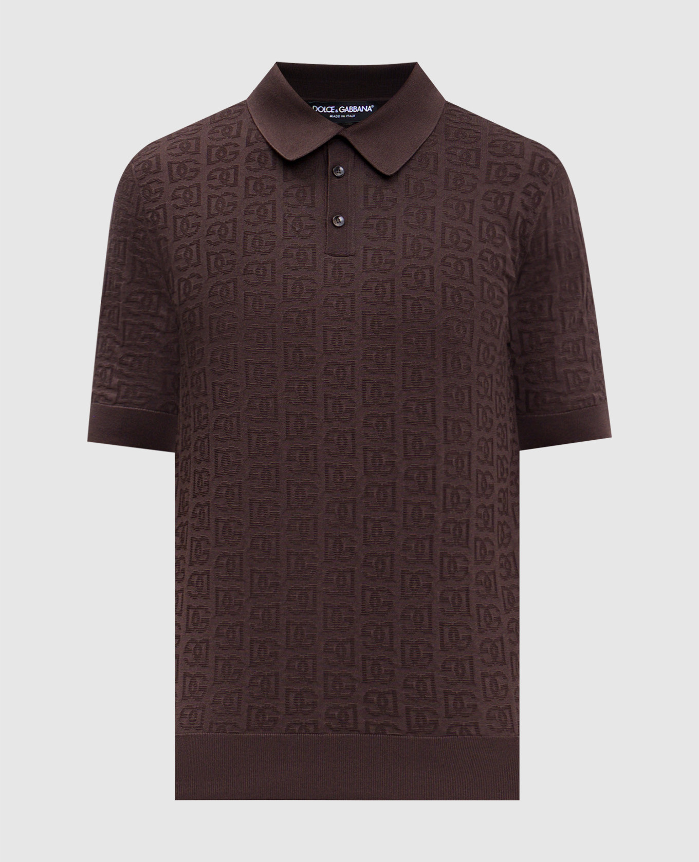 

Brown DG logo monogram woven silk polo Dolce&Gabbana