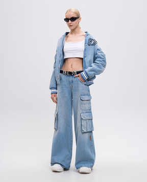 Off-White Blue cargo jeans with logo OWYB019S25DEN002