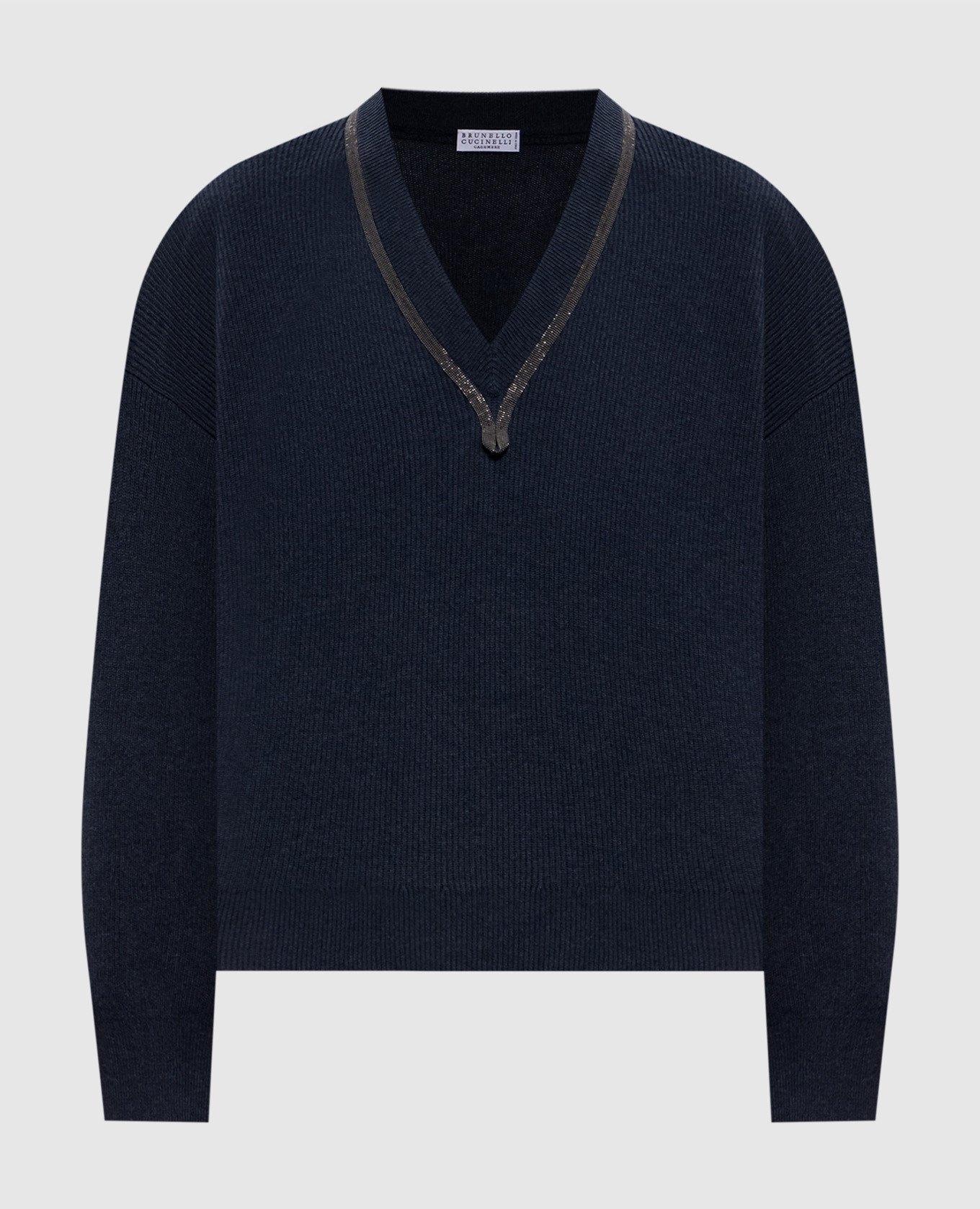

Blue cashmere pullover with monil chain Brunello Cucinelli