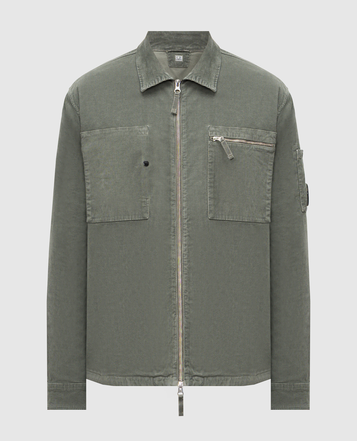 Green corduroy zip-up shirt C.P. Company