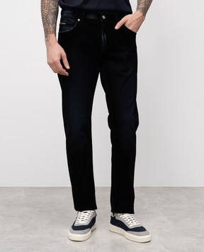 Dolce&Gabbana Black velvet-coated jeans with logo GYJCCDG8MJ4