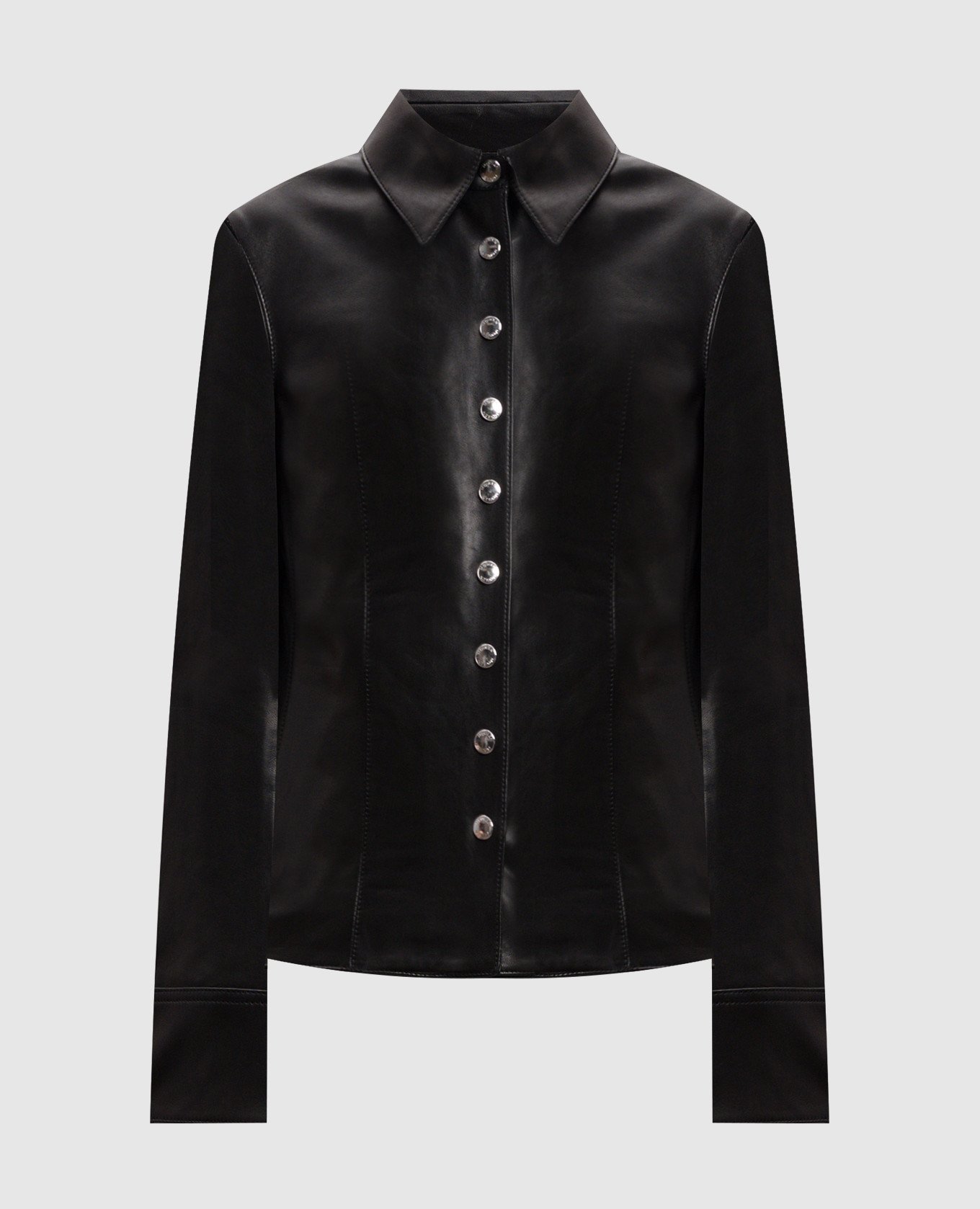 

Black leather jacket in shirt style Alexander McQueen