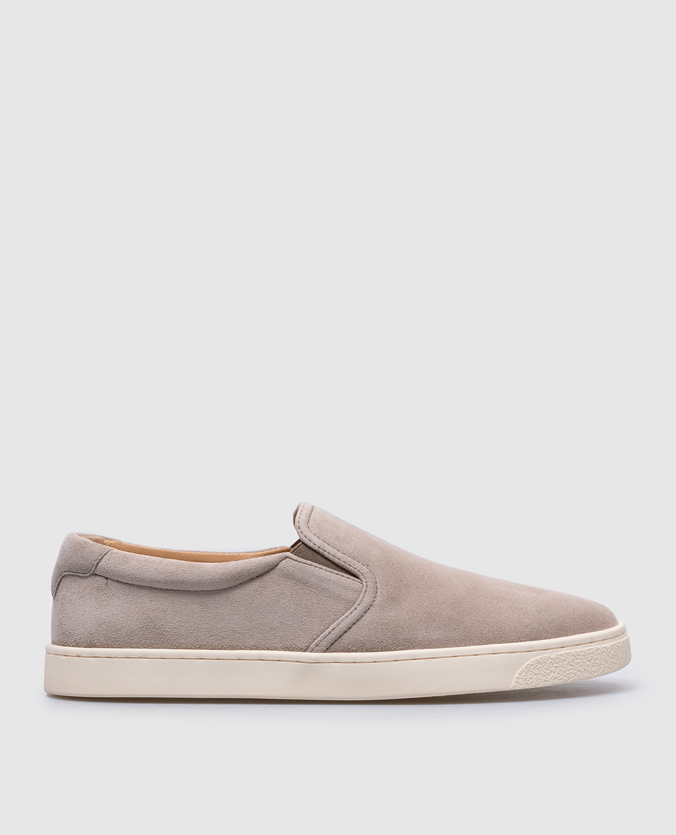 Beige slip-ons with logo emblem Brunello Cucinelli