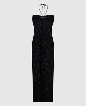Jacob Lee Black dress in a textured pattern WCD026SS24B