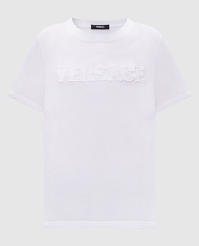 Versace White T-shirt with logo patch 10189811A13616