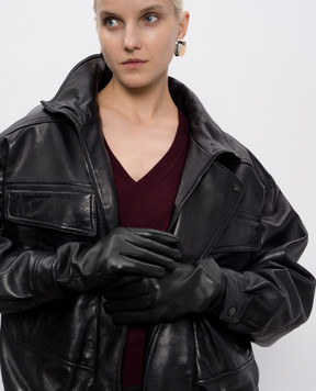 Saint Laurent Black leather gloves 8233053YO68w