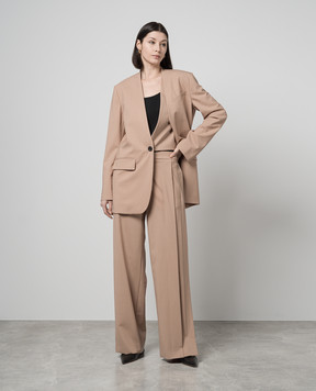 Gauchere Brown wool flared pants M12403420321