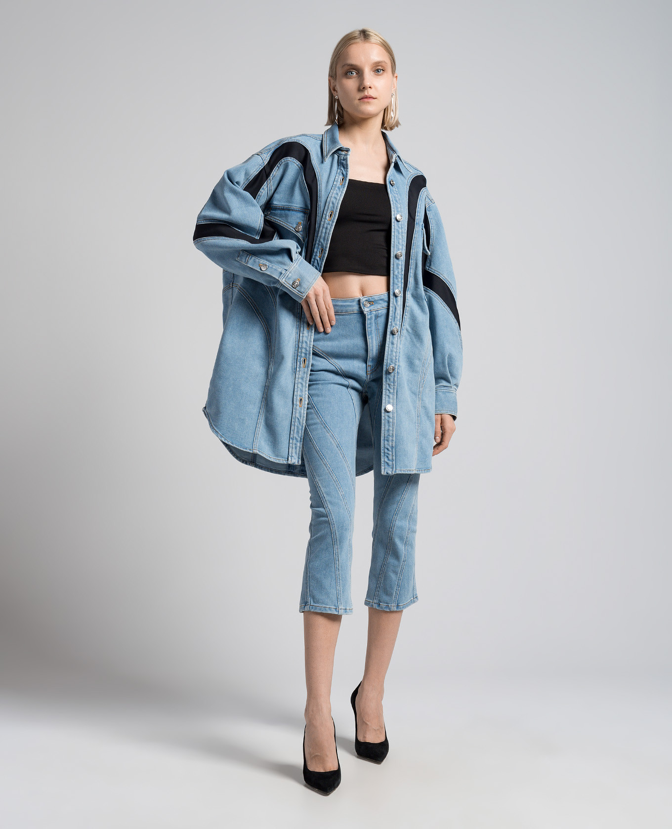 

Blue denim capris Thierry Mugler, Light blue