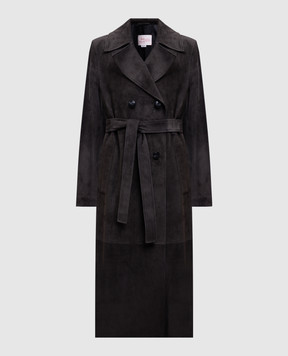 Babe Pay Pls Gray suede double-breasted coat 2517SUEDE