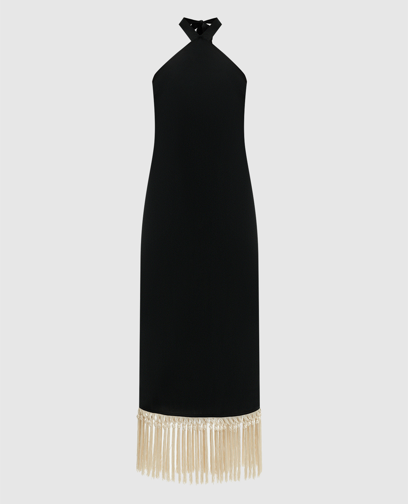 

Black Claudia dress with contrasting fringe Taller Marmo