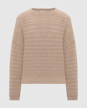 Brunello Cucinelli Beige sweater with sequins MDV754000P