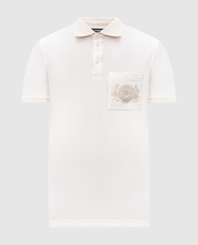 Dolce&Gabbana Beige polo shirt with embroidered monogram logo G8SN8ZG7O2I