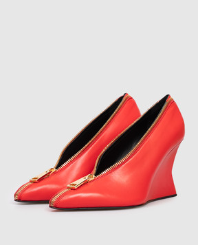 Balmain Red leather wedge shoes with zipper FN0UA175LNAP