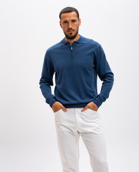 Cashmere&Whiskey Blue merino wool polo 94394Z