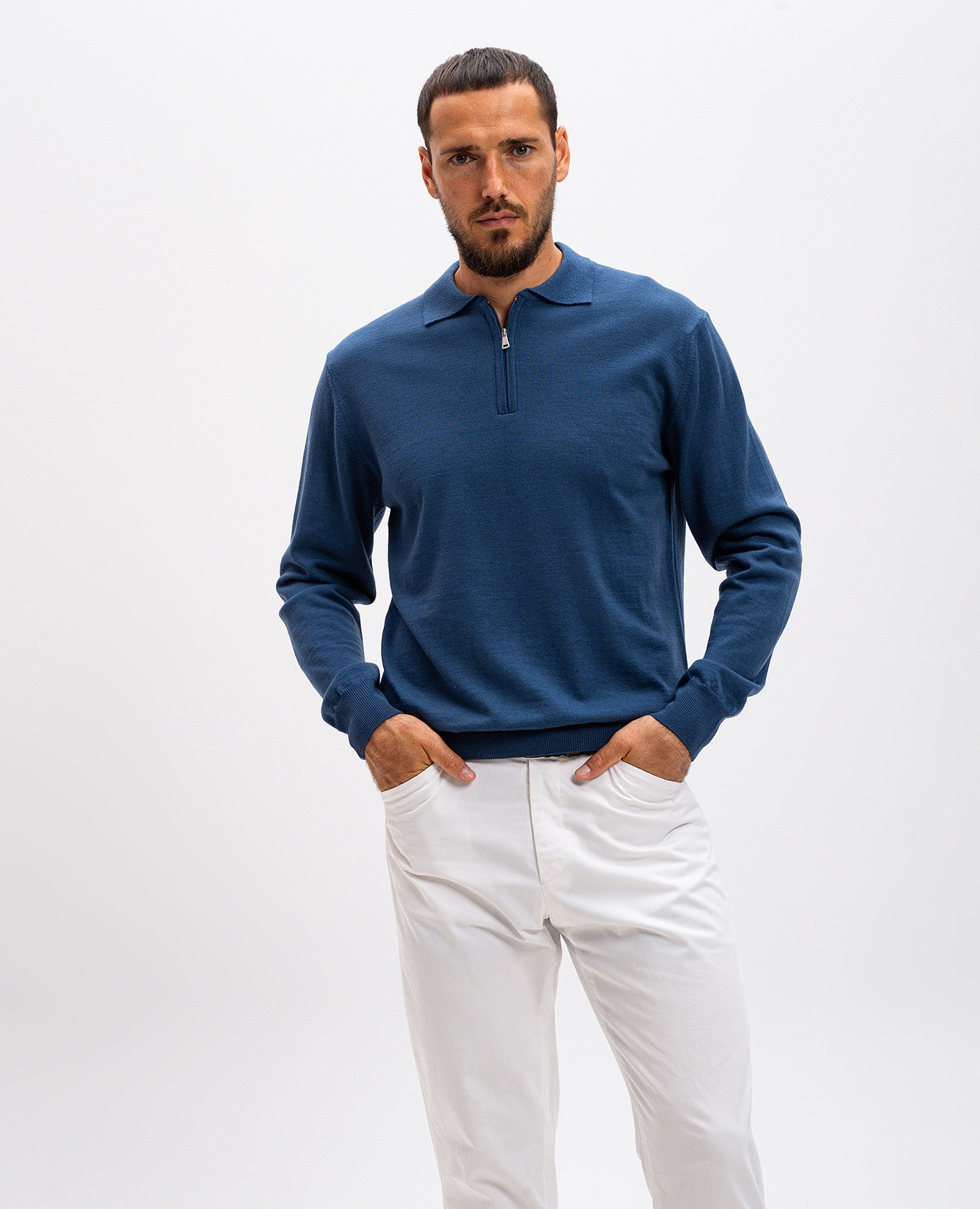 

Blue merino wool polo Cashmere&Whiskey