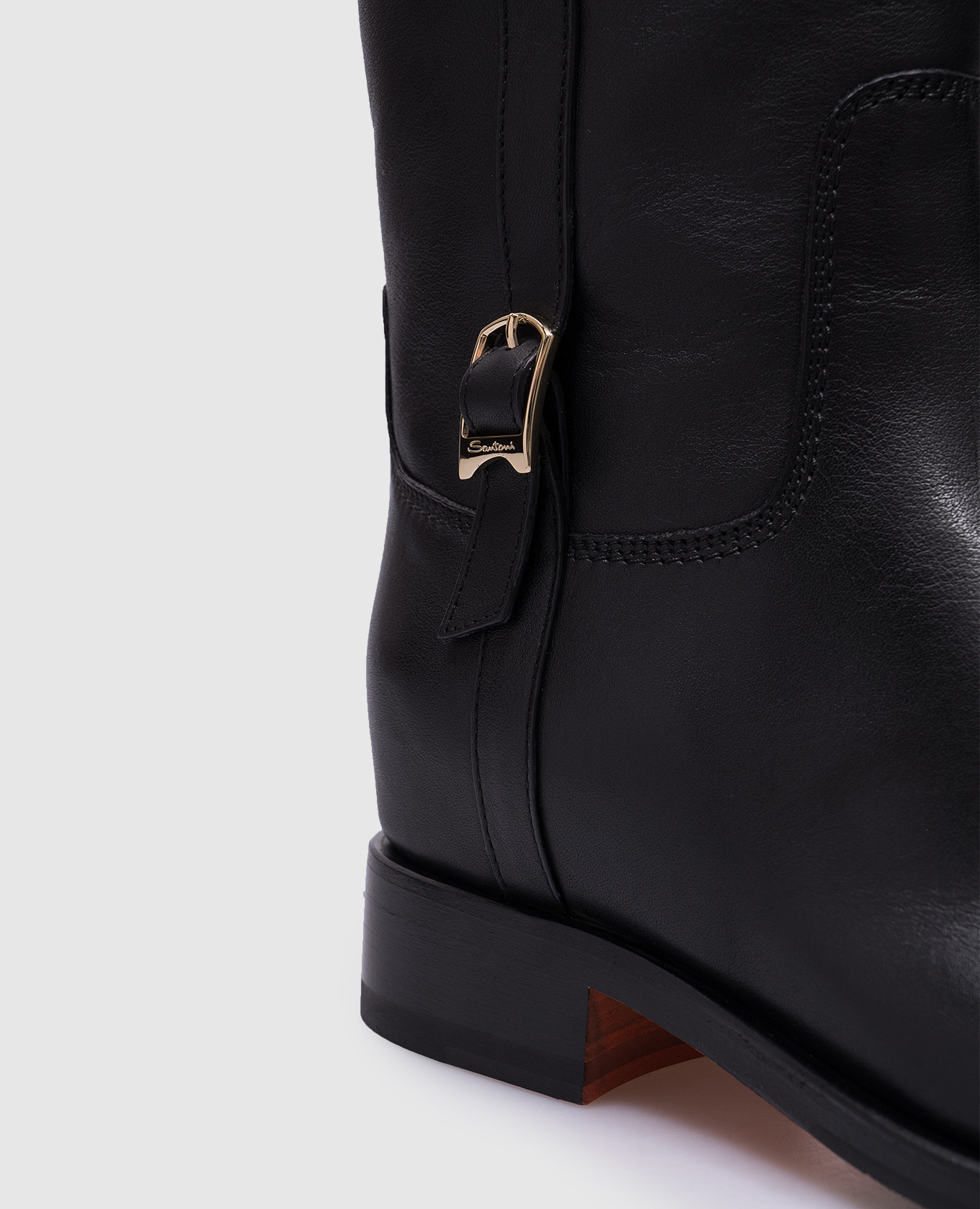 

Black leather boots Santoni, Черный