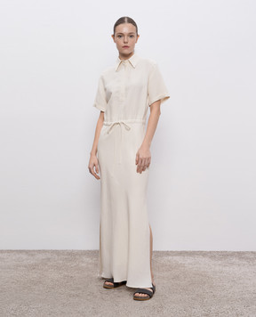 Brunello Cucinelli Beige maxi dress with linen MH126A5322