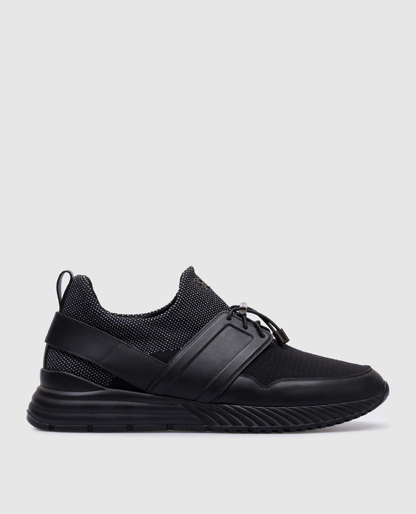 

Black combination sneakers with metallic logo Stefano Ricci