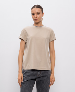 Brunello Cucinelli Beige T-shirt with monil chain M0T18BD200