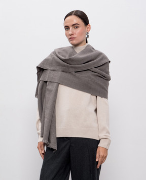 Peserico Gray wool scarf with monil chain S31530C0CC662