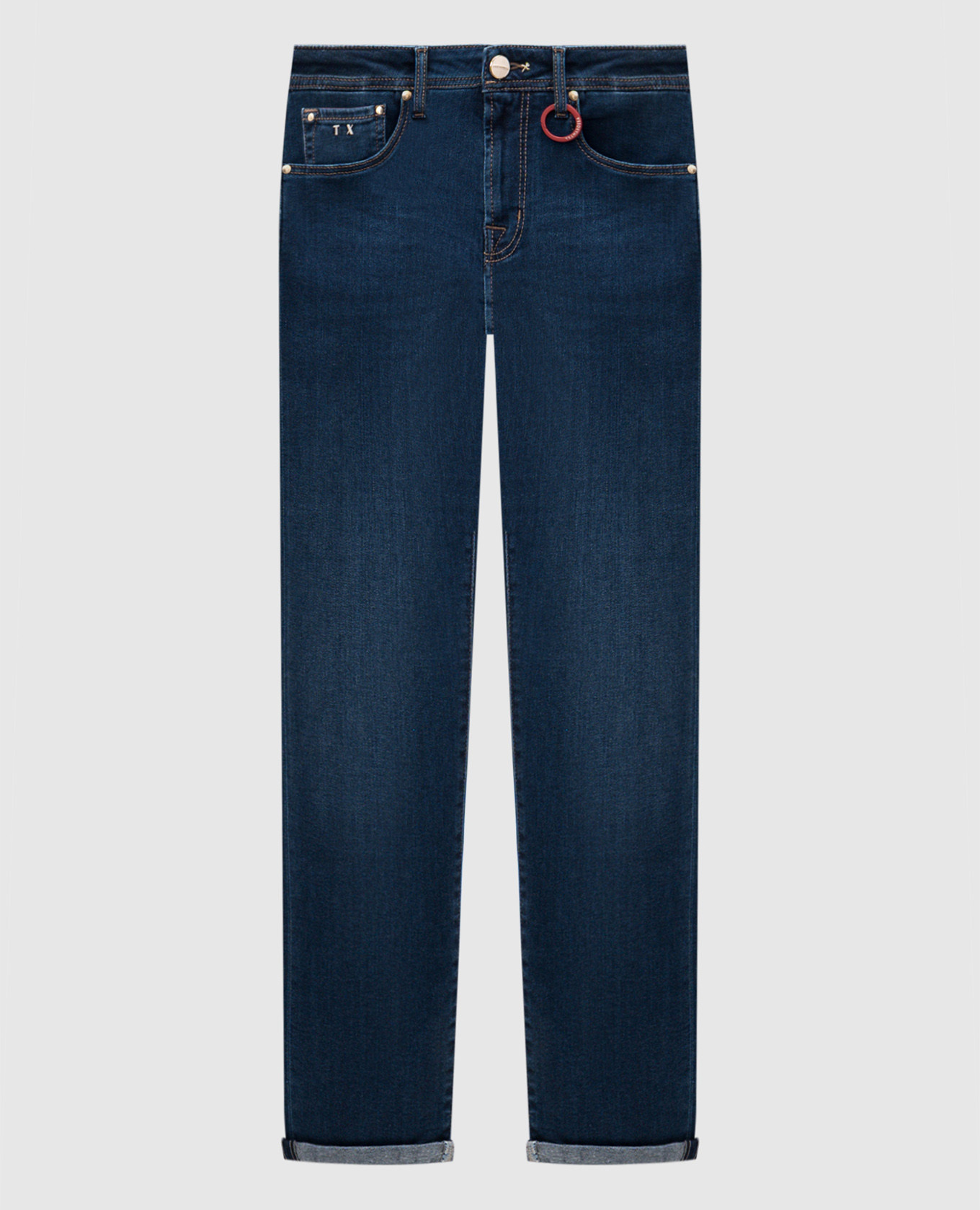 Michelangelo blue jeans with logo patch Tramarossa