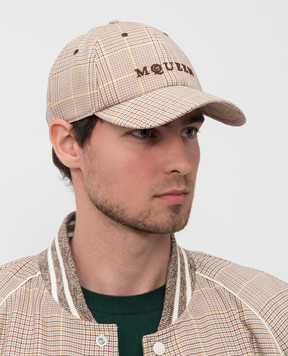 Alexander McQueen Beige wool checkered cap with logo 8386304200Q
