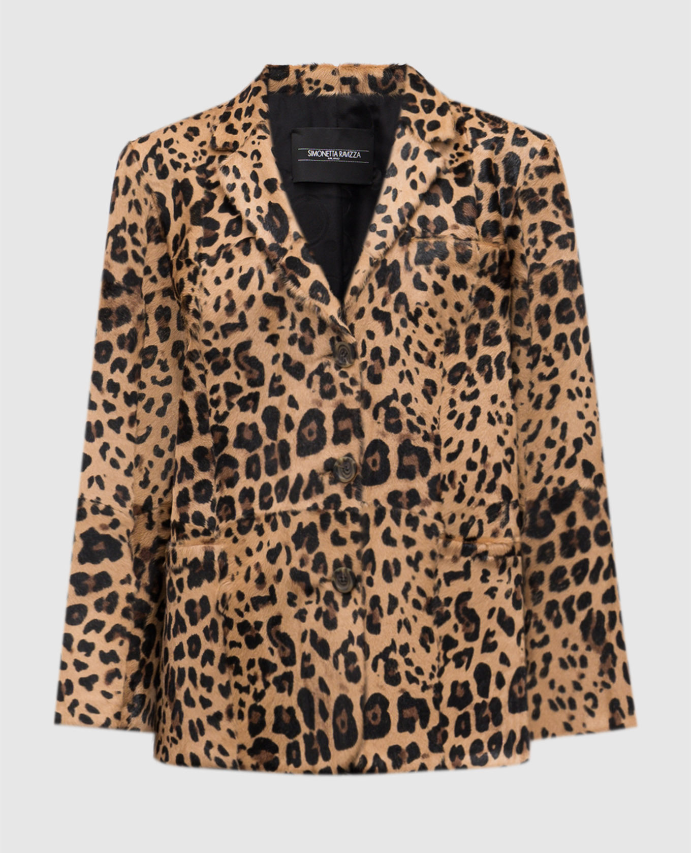 

Blair brown leather jacket in animal print Simonetta Ravizza
