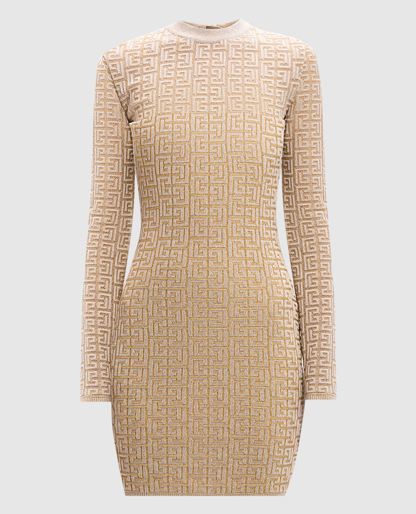 Beige mini dress in PB Labyrinth pattern Balmain