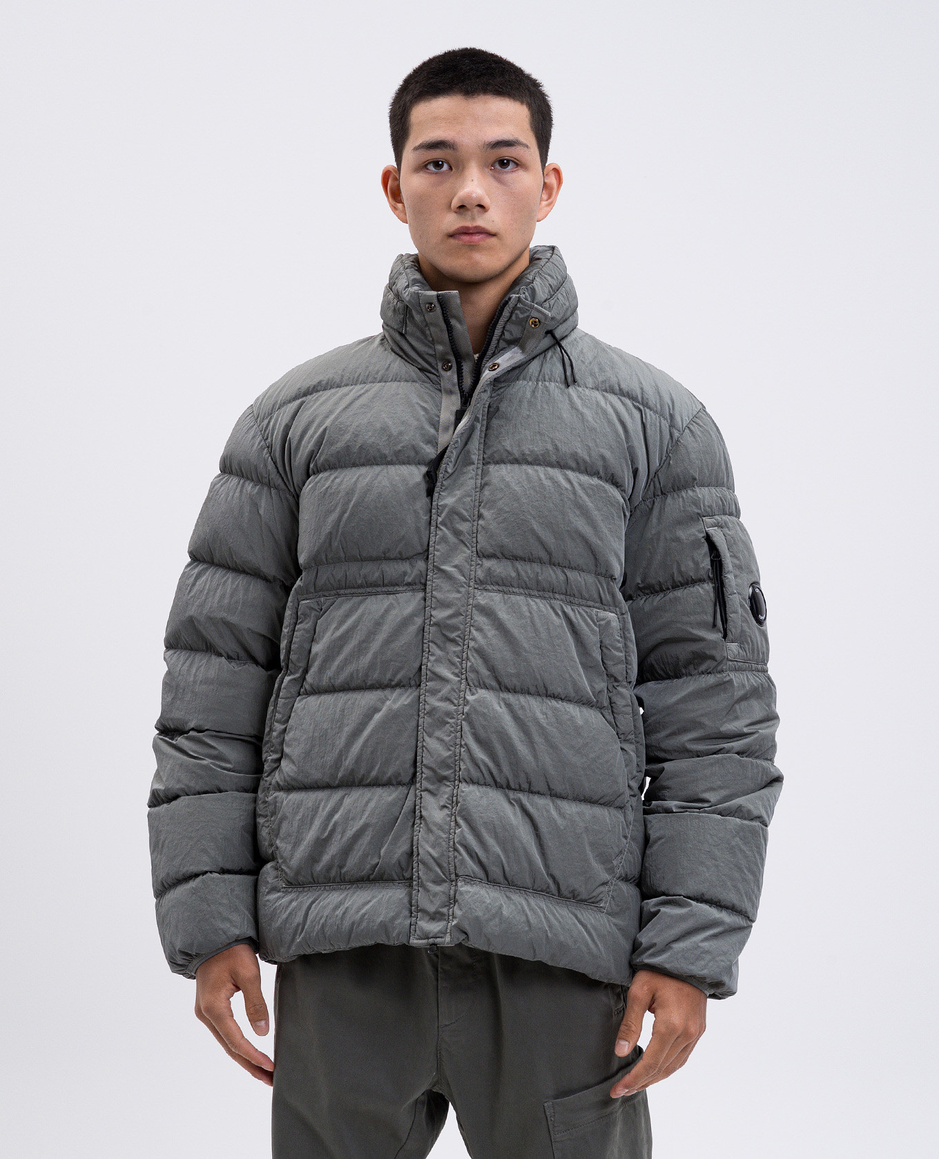 

Green Chrome-R down jacket with logo C.P. Company