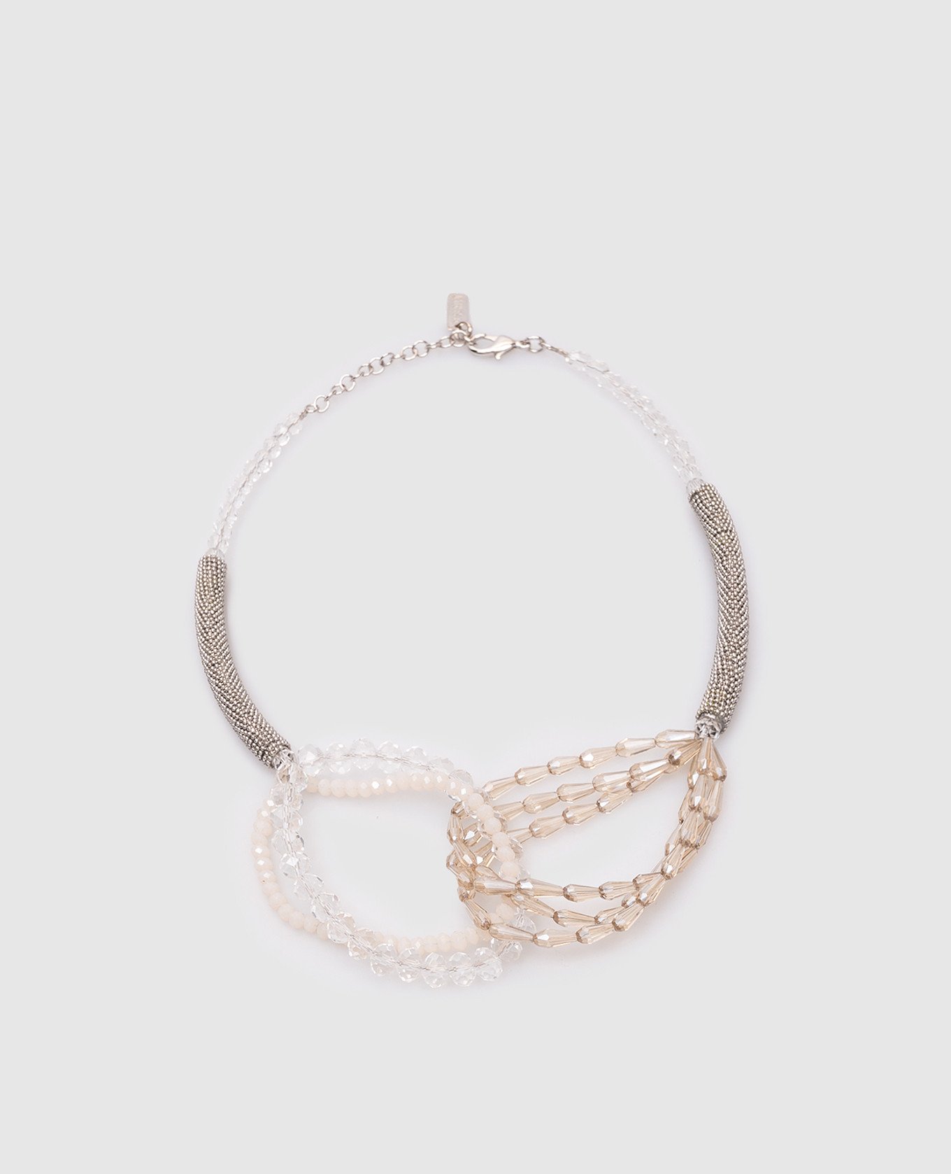 

Silver necklace with monil chain and beads Peserico