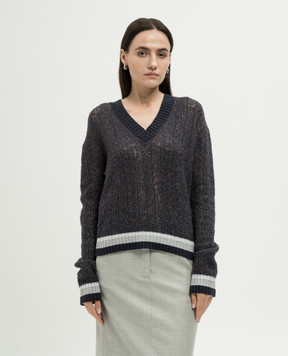 Peserico Blue wool, silk and cashmere pullover with lurex A99561F07B9240