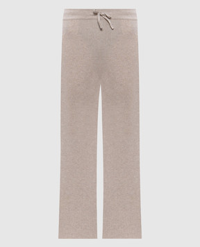 LISA YANG Heather beige cashmere striped pants 202150