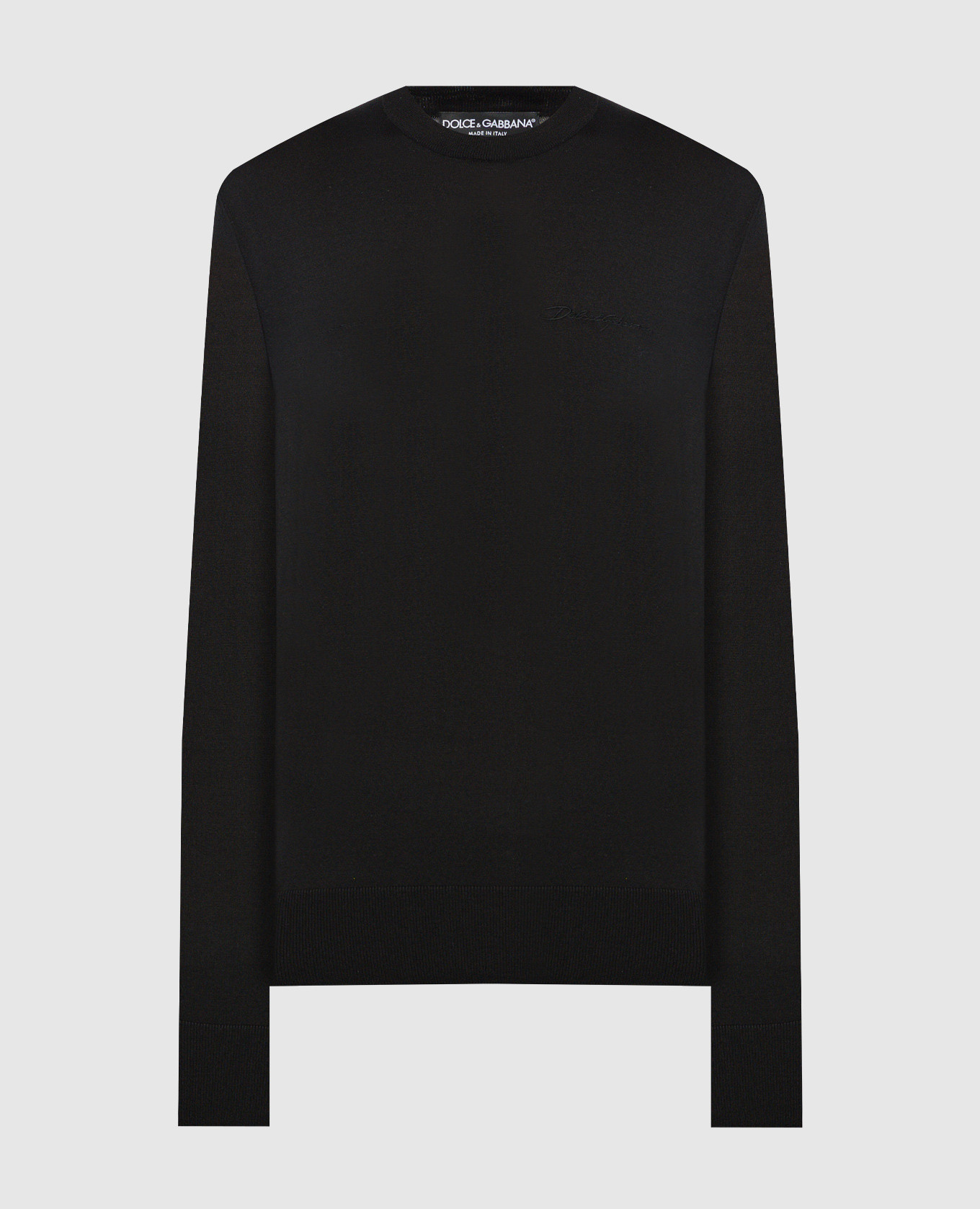 

Black silk jumper with matching logo embroidery Dolce&Gabbana