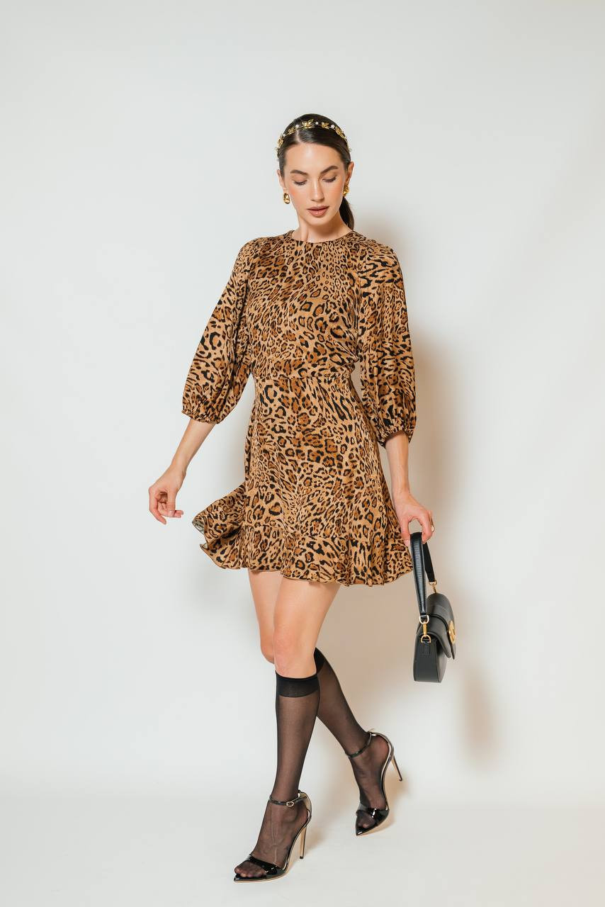 Brown animal print mini dress Twinset 6