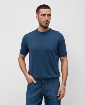 Cashmere&Whiskey Blue T-shirt with silk and cashmere FS03