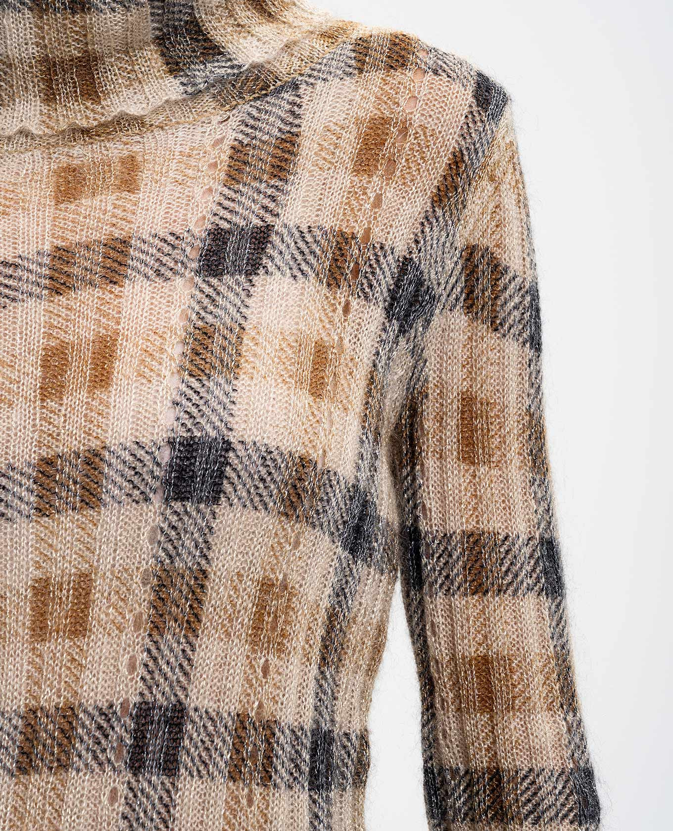 

Beige wool sweater with a check pattern Twinset