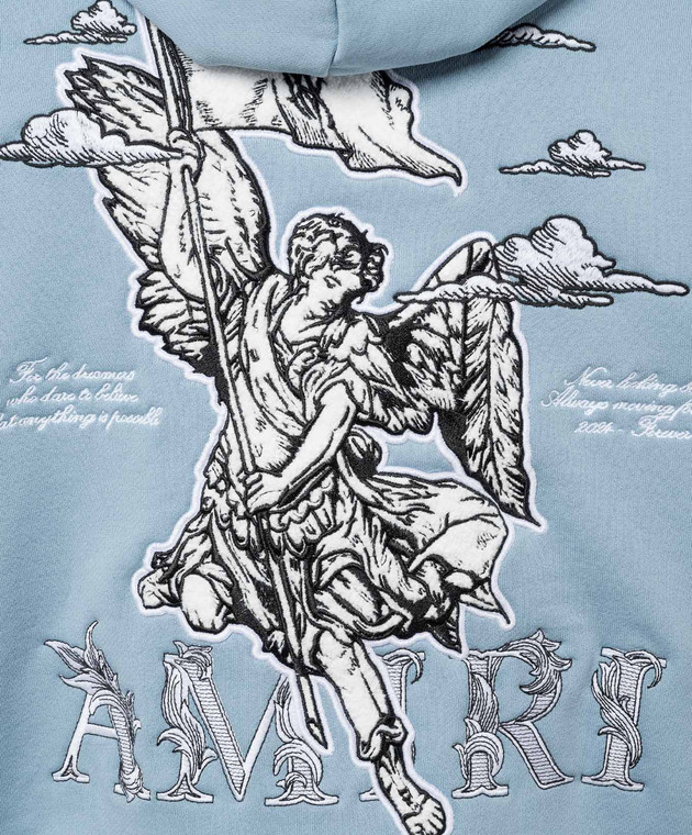 AMIRI - ANGEL blue hoodie with embroidery AMJYHD1018 - shop
