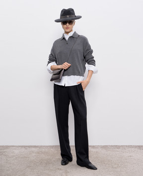 Brunello Cucinelli Gray sweater with monil chain M19194705P