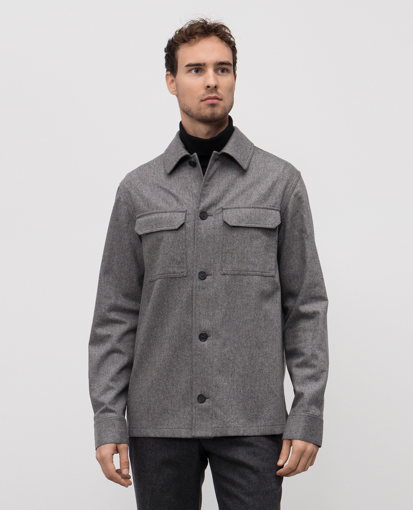 Gray wool and cashmere shirt Slowear 3