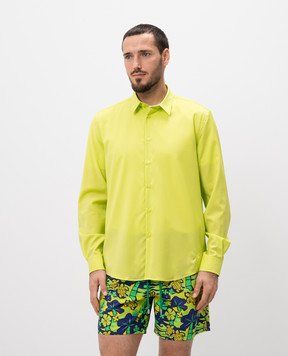 Vilebrequin Green wool shirt with logo emblem embroidery OOLAL251