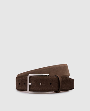 Santoni Brown suede belt with logo CM40VS003C07EACD