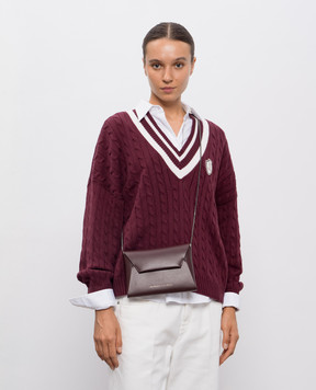 Brunello Cucinelli Burgundy leather Duo clutch MWTKD2722
