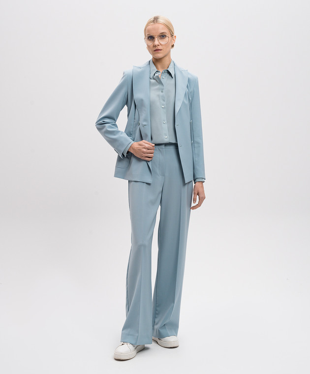 パンツ MAX MARA LIGHT BLUE WOOL VISIVO PANT Max Mara Weekend - Blue wool pants VISIVO - shop with