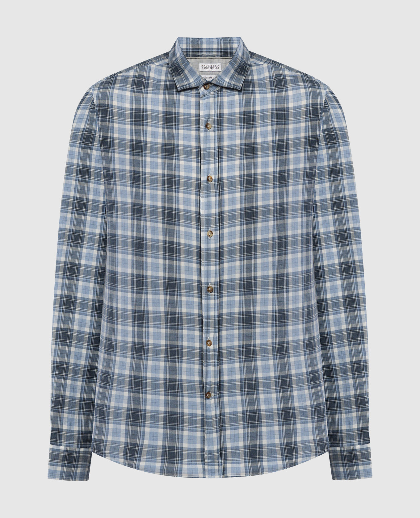 

Blue checked shirt Brunello Cucinelli, Голубой