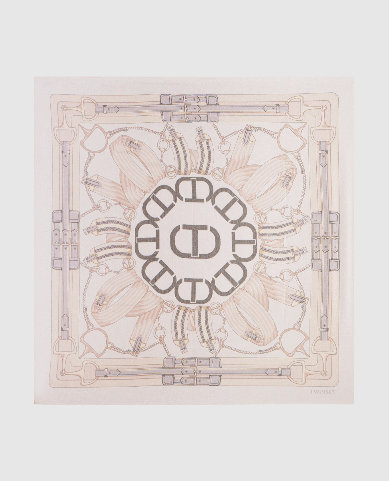 

Beige Kefia scarf with lurex and logo emblem print Twinset