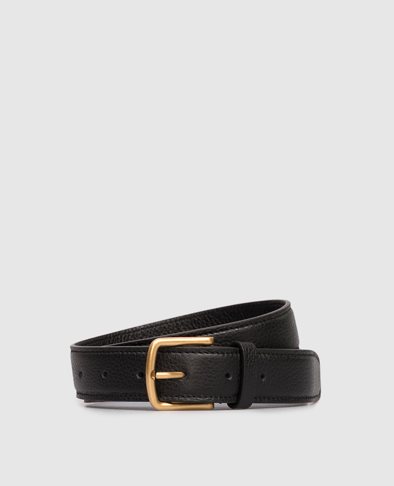 

Black grain embossed leather belt with gold buckle Babe Pay Pls