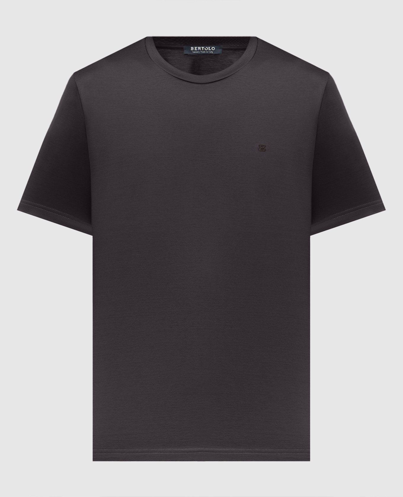 Gray T-shirt with embroidered emblem Bertolo Cashmere