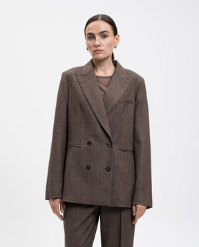 Peserico Brown double-breasted wool jacket S0169902581