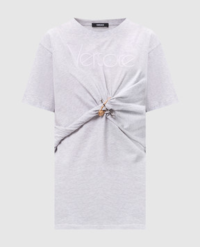 Versace Grey melange T-shirt with logo and branded pins 10189711A13610